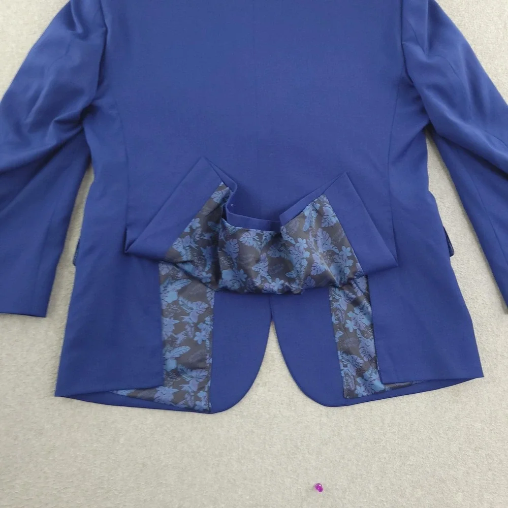 Jos A Bank Suit Jacket Mens 40S Blue Solid Wool Stretch Custom Made Blazer